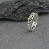 Sterling Silver Geometric Cut-Out Ring • Handmade Openwork Band • Minimalist Modern Jewelry For Women