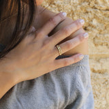 Women’s Gold Geometric Cut-Out Ring • Handmade Openwork Band • Minimalist Modern Jewelry