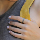 Oxidized Silver Geometric Ring for Women