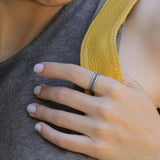 Oxidized Silver Geometric Ring for Women • Dark Openwork Band • Handmade Modern Artisan Jewelry