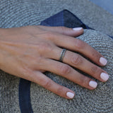 Oxidized Silver Geometric Ring for Women • Dark Openwork Band • Handmade Modern Artisan Jewelry