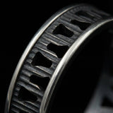 Men’s Oxidized Silver Geometric Ring • Dark Openwork Band • Handmade Modern Men’s Jewelry