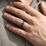 Men’s Oxidized Silver Geometric Ring