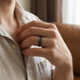 Men’s Oxidized Silver Geometric Ring • Dark Openwork Band • Handmade Modern Men’s Jewelry