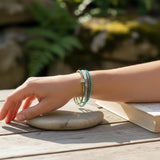 Turquoise & Gold Wrap Bracelet • Amazonite and Hematite Beaded Wrap • Handmade Boho Layered Jewelry