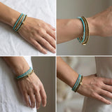 Turquoise & Gold Wrap Bracelet • Amazonite and Hematite Beaded Wrap • Handmade Boho Layered Jewelry