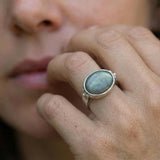 Oval Labradorite Silver Ring