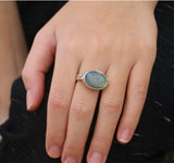 Oval Labradorite Silver Ring