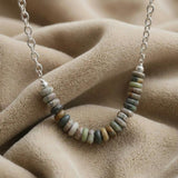 Sterling Silver Picasso Jasper Beaded Necklace • Large Rondelle Beads • Earthy Handmade Statement Jewelry • Gift