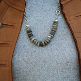 Sterling Silver Picasso Jasper Beaded Necklace • Large Rondelle Beads • Earthy Handmade Statement Jewelry • Gift