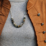 Sterling Silver Picasso Jasper Beaded Necklace • Large Rondelle Beads • Earthy Handmade Statement Jewelry • Gift