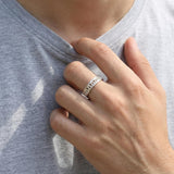 Men’s Sterling Silver Geometric Cut-Out Ring • Handmade Openwork Band • Minimalist Modern Men’s Jewelry