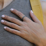 Oxidized Silver Geometric Ring for Women