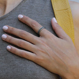 Oxidized Silver Geometric Ring for Women • Dark Openwork Band • Handmade Modern Artisan Jewelry