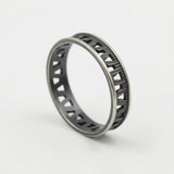 Oxidized Silver Geometric Ring for Women • Dark Openwork Band • Handmade Modern Artisan Jewelry