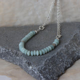 Sterling Silver Amazonite Necklace • Rondelle Bead Statement • Short Collar Chain • Adjustable Length Gift