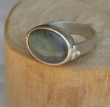 Oval Labradorite Silver Ring