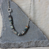 Sterling Silver Picasso Jasper Beaded Necklace • Large Rondelle Beads • Earthy Handmade Statement Jewelry • Gift