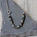 Sterling Silver Picasso Jasper Beaded Necklace • Large Rondelle Beads • Earthy Handmade Statement Jewelry • Gift