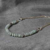 Sterling Silver Amazonite Necklace • Rondelle Bead Statement • Short Collar Chain • Adjustable Length Gift