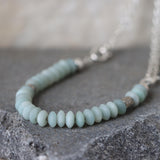 Sterling Silver Amazonite Necklace • Rondelle Bead Statement • Short Collar Chain • Adjustable Length Gift