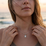 Minimalist Silver Floral Necklace for Women • Handmade Botanical Pendant with Spiral Bale