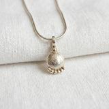 Minimalist Silver Floral Necklace for Women • Handmade Botanical Pendant with Spiral Bale