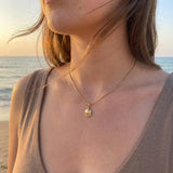 Tiny Floral Gold Pendant Necklace • Dainty Botanical Charm • Minimalist Nature Jewelry • Handmade Textured Medallion