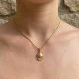 Tiny Floral Gold Pendant Necklace • Dainty Botanical Charm • Minimalist Nature Jewelry • Handmade Textured Medallion