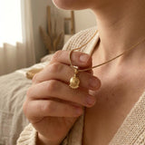 Tiny Floral Gold Pendant Necklace • Dainty Botanical Charm • Minimalist Nature Jewelry • Handmade Textured Medallion