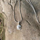 Minimalist Silver Floral Necklace for Women • Handmade Botanical Pendant with Spiral Bale