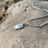 Minimalist Silver Floral Necklace for Women • Handmade Botanical Pendant with Spiral Bale