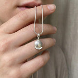 Minimalist Silver Floral Necklace for Women • Handmade Botanical Pendant with Spiral Bale