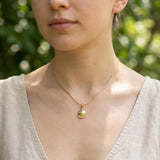 Tiny Floral Gold Pendant Necklace • Dainty Botanical Charm • Minimalist Nature Jewelry • Handmade Textured Medallion