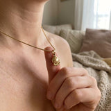 Tiny Floral Gold Pendant Necklace • Dainty Botanical Charm • Minimalist Nature Jewelry • Handmade Textured Medallion