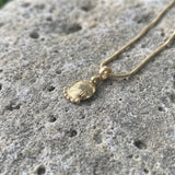 Tiny Floral Gold Pendant Necklace • Dainty Botanical Charm • Minimalist Nature Jewelry • Handmade Textured Medallion
