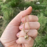 Tiny Floral Gold Pendant Necklace • Dainty Botanical Charm • Minimalist Nature Jewelry • Handmade Textured Medallion