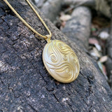 Two-Sided Spiral Pendant Necklace • Hidden Ruby Birthstone Back Detail • Hand-Drawn Inspired Minimal Jewelry • Meaningful Gift