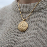 Two-Sided Spiral Pendant Necklace • Hidden Ruby Birthstone Back Detail • Hand-Drawn Inspired Minimal Jewelry • Meaningful Gift