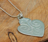 Oxidized Silver Heart Pendant Necklace • Personalized Engraved Scrollwork Medallion • Handmade Vintage-Inspired Statement Jewelry