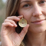 Two-Sided Spiral Pendant Necklace • Hidden Ruby Birthstone Back Detail • Hand-Drawn Inspired Minimal Jewelry • Meaningful Gift