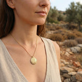 Two-Sided Spiral Pendant Necklace • Hidden Ruby Birthstone Back Detail • Hand-Drawn Inspired Minimal Jewelry • Meaningful Gift