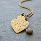 Oxidized Silver Heart Pendant Necklace • Personalized Engraved Scrollwork Medallion • Handmade Vintage-Inspired Statement Jewelry