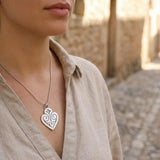 Oxidized Silver Heart Pendant Necklace • Personalized Engraved Scrollwork Medallion • Handmade Vintage-Inspired Statement Jewelry