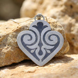 Oxidized Silver Heart Pendant Necklace • Personalized Engraved Scrollwork Medallion • Handmade Vintage-Inspired Statement Jewelry