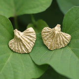 Gold Leaf Stud Earrings • Handmade Botanical Minimalist Studs • Nature-Inspired Everyday Jewelry • Small Organic Earrings For Women