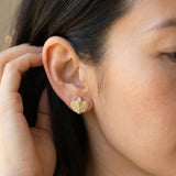 Gold Leaf Stud Earrings • Handmade Botanical Minimalist Studs • Nature-Inspired Everyday Jewelry • Small Organic Earrings For Women