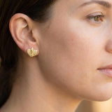 Gold Leaf Stud Earrings • Handmade Botanical Minimalist Studs • Nature-Inspired Everyday Jewelry • Small Organic Earrings For Women