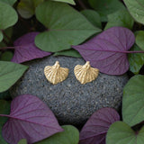 Gold Leaf Stud Earrings • Handmade Botanical Minimalist Studs • Nature-Inspired Everyday Jewelry • Small Organic Earrings For Women