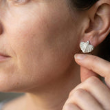 Sterling Silver Sweet Potato Leaf Stud Earrings • Handmade Botanical Studs • Minimalist Nature-Inspired Jewelry • Small Organic Earrings